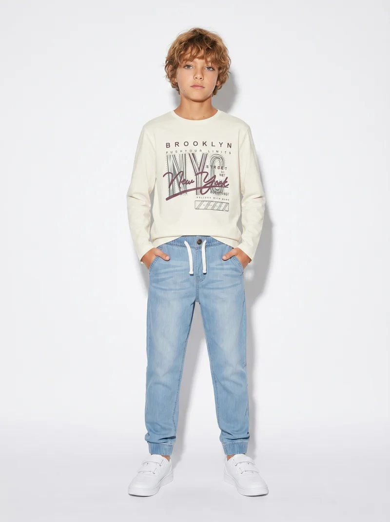Felpa Basic con Cappuccio e Stampa - Bianco latte