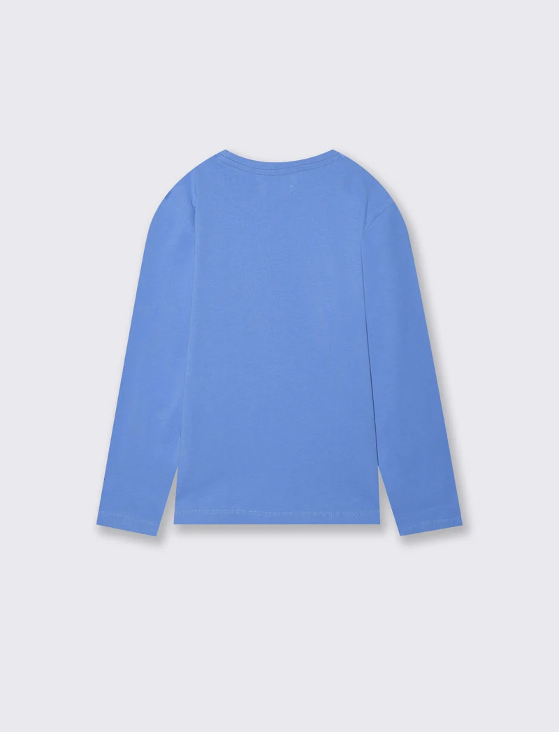 T-shirt maniche lunghe in cotone street - Blu oceano