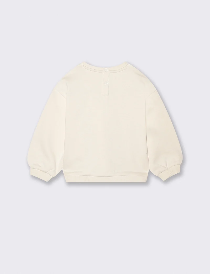 Felpa girocollo in cotone con stile - Beige