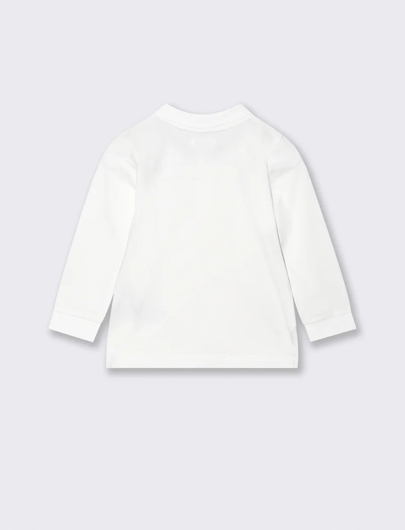 Polo in cotone con ricamo e inserti - Bianco latte