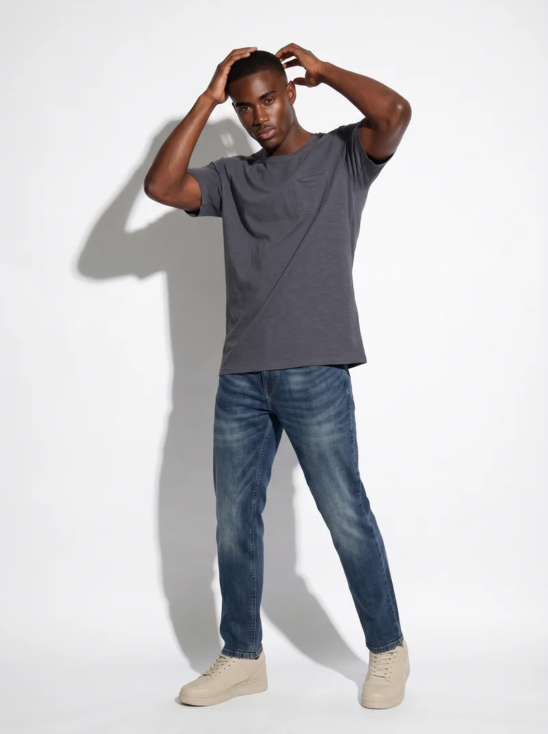 T-shirt cotone slub loose fit con tasca - Avion