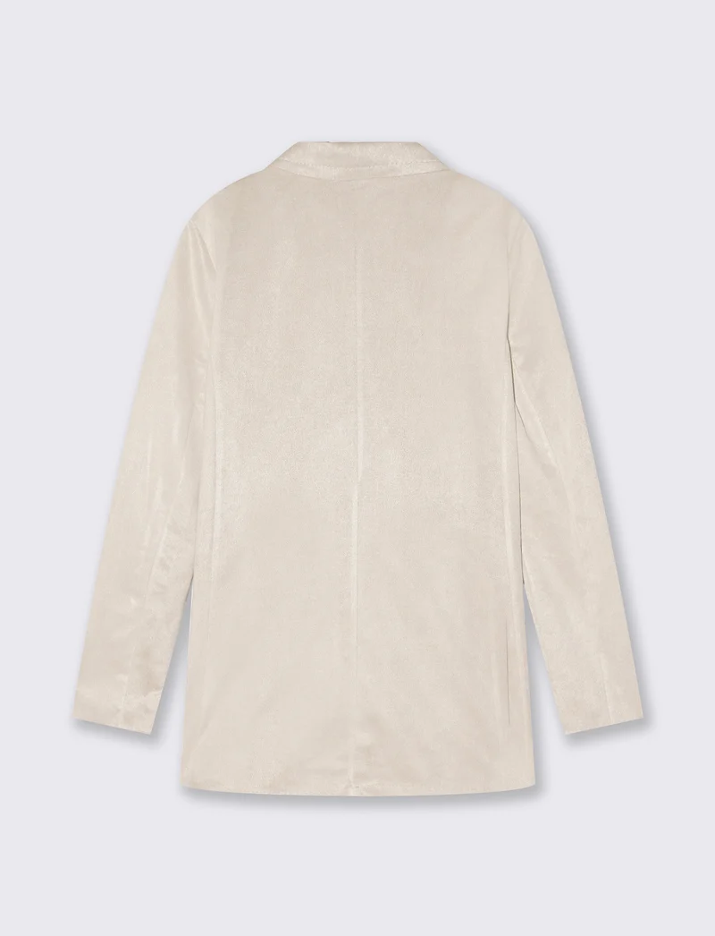 Giacca monopetto in suede - Vaniglia