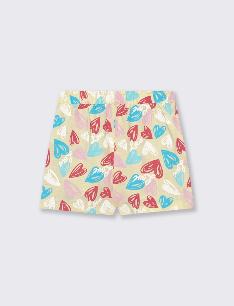 Pantaloncini a fantasia con cintura - Giallo