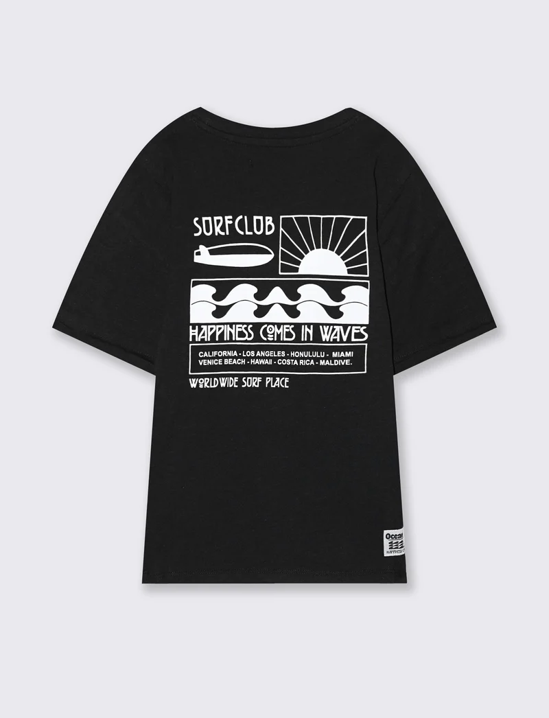 T-shirt surf over con taglio vivo - Nero