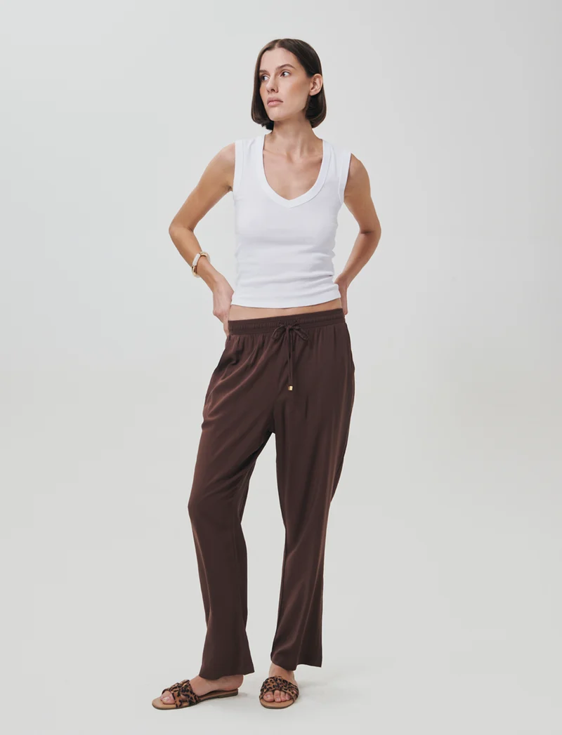 Pantalone con Coulisse ed Elastico - Marrone cioccolato