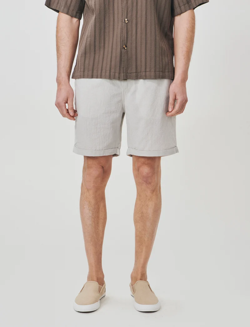 Bermuda Jogger in Tessuto Goffrato - Grigio stone