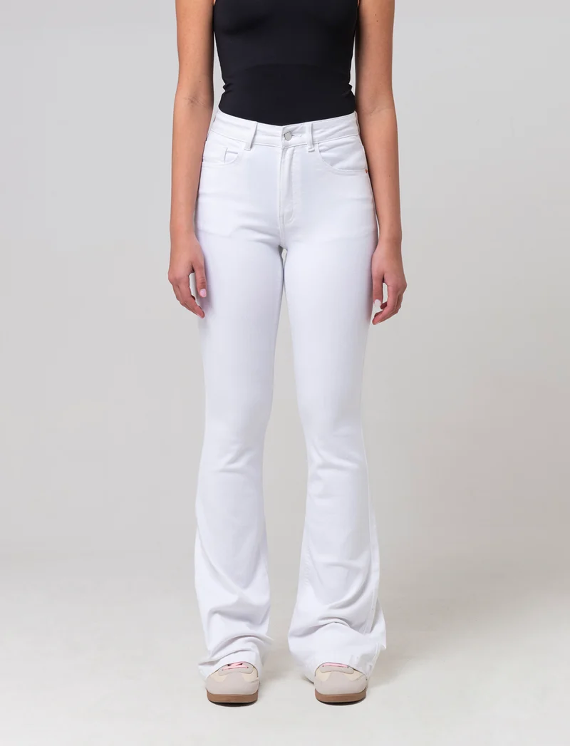 Denim bootcut regular waist da donna - Bianco