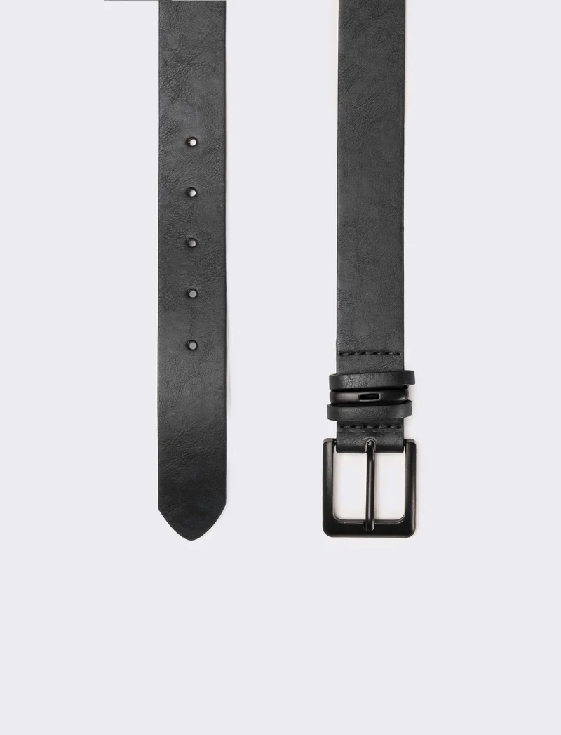 Cintura uomo fibbia smalto - Nero