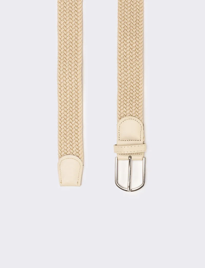 Cintura elastica intrecciata uomo - Beige
