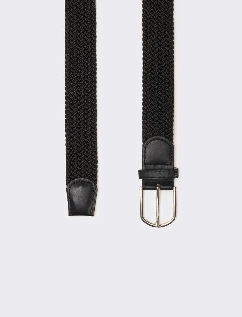 Cintura elastica intrecciata uomo - Nero