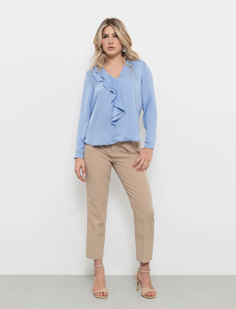Casacca con rouches - Azzurro cielo