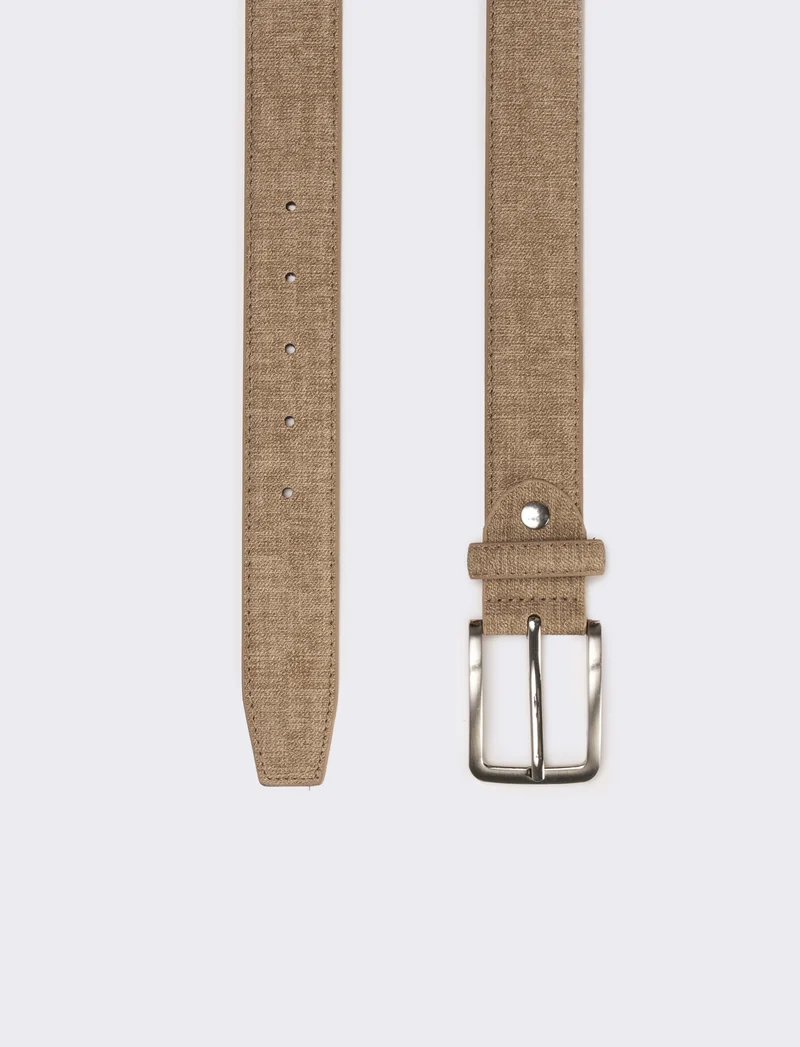 Cintura uomo effetto tessuto - Beige