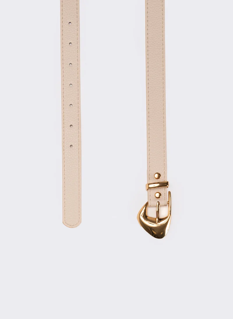 Cintura donna con fibbia con punta - Beige