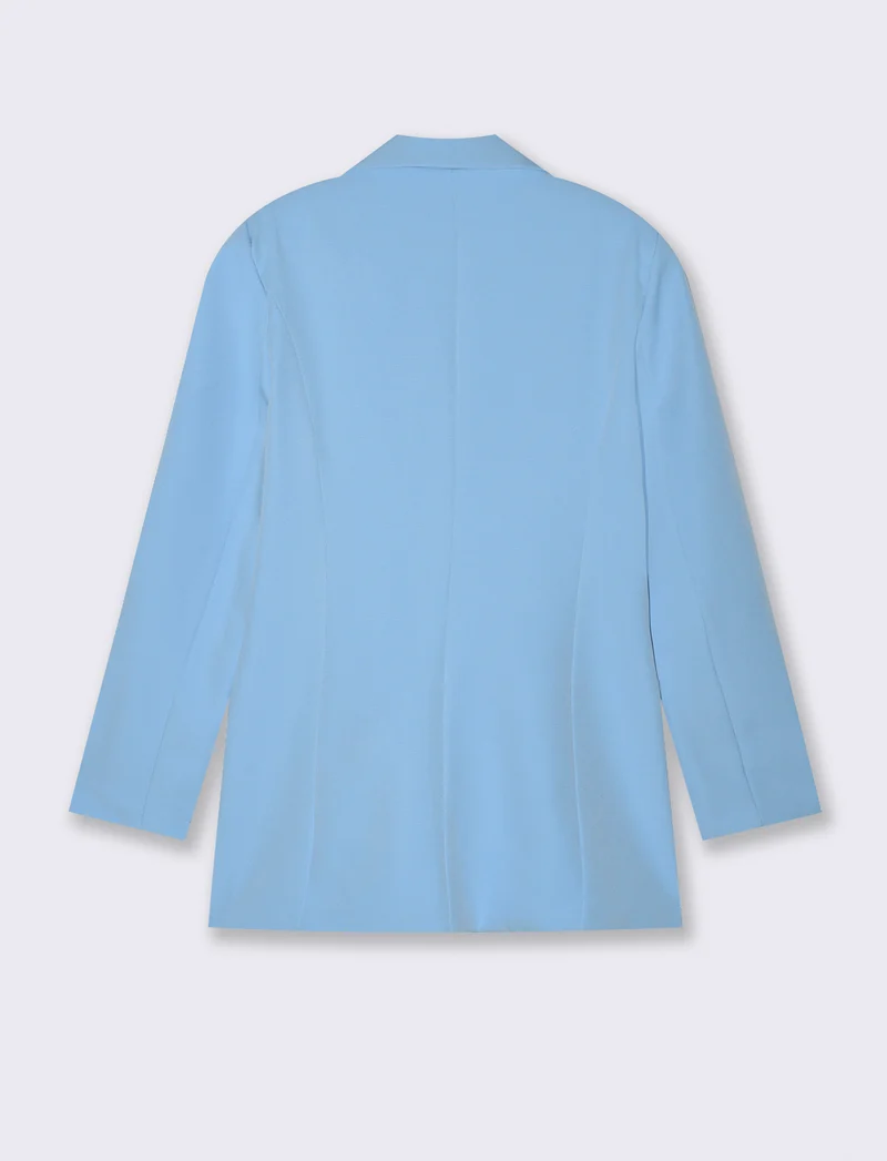 Blazer donna con collo revers e tasche - Celeste