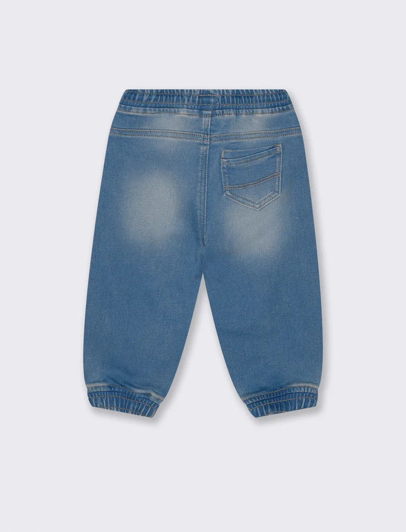 Pantaloni ampi effetto denim con tasche - Denim