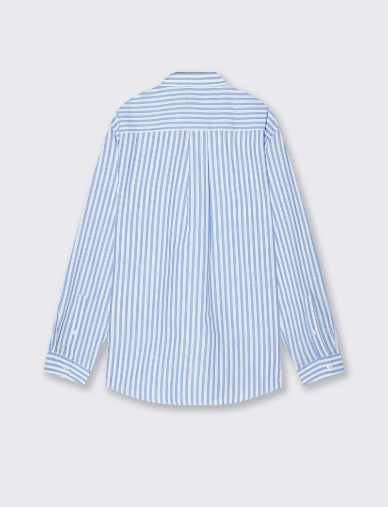 Camicia a righe regular fit in cotone - Azzurro
