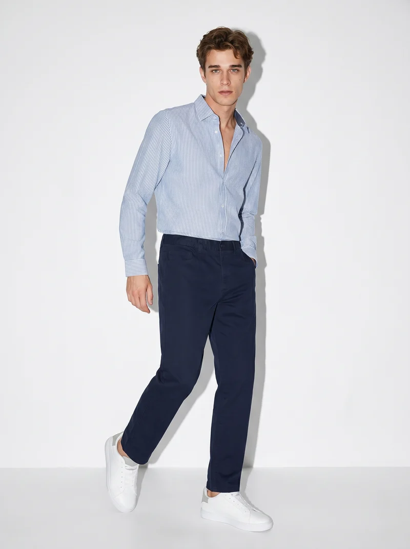 Camicia Regular Fit Easy Iron in Cotone - Bluette