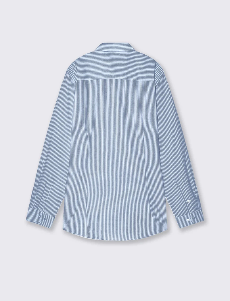 Camicia Regular Fit Easy Iron in Cotone - Bluette