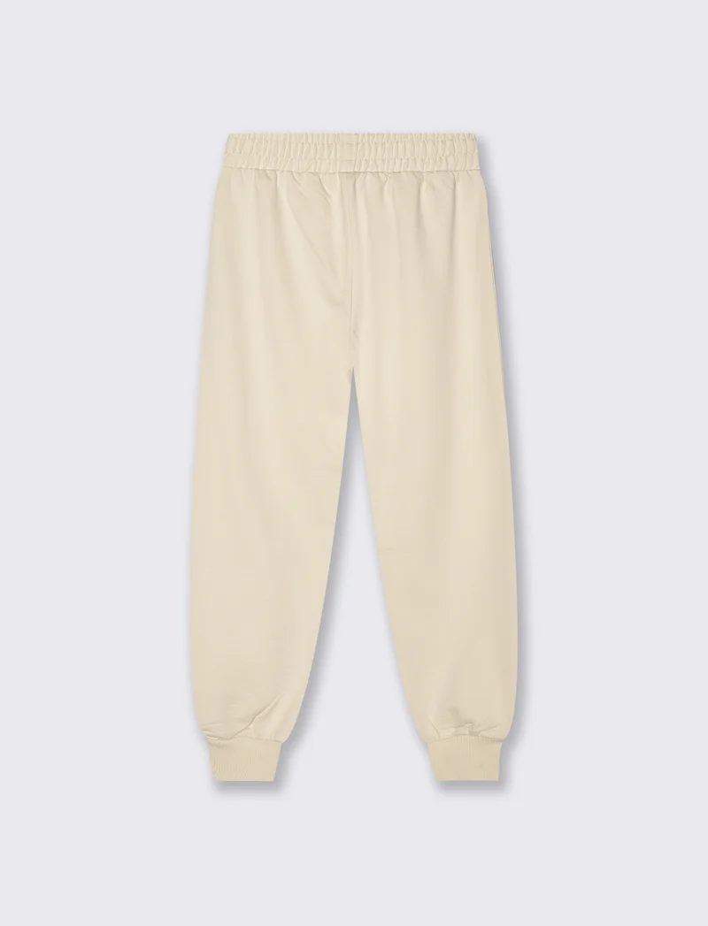 Jogger in felpa di cotone con elastico - Beige