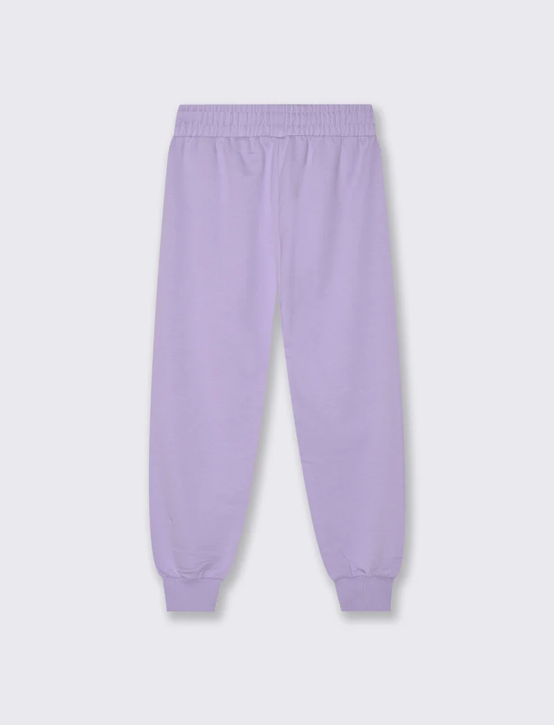 Jogger in felpa di cotone con elastico - Lilla