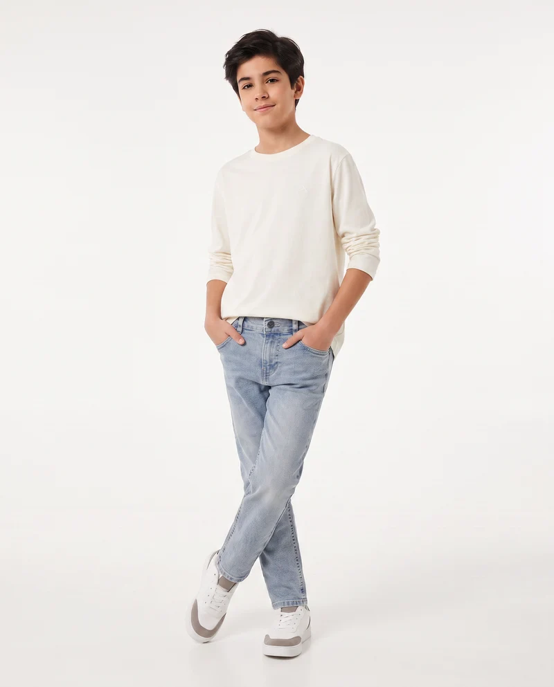 Jeans regular fit in cotone versatili - Denim chiaro