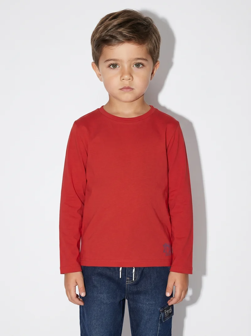 Maglietta manica lunga in stile college - Rosso