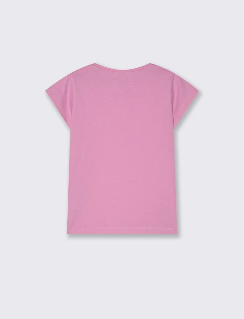 T-shirt manica corta bambina con taschino - Rosa