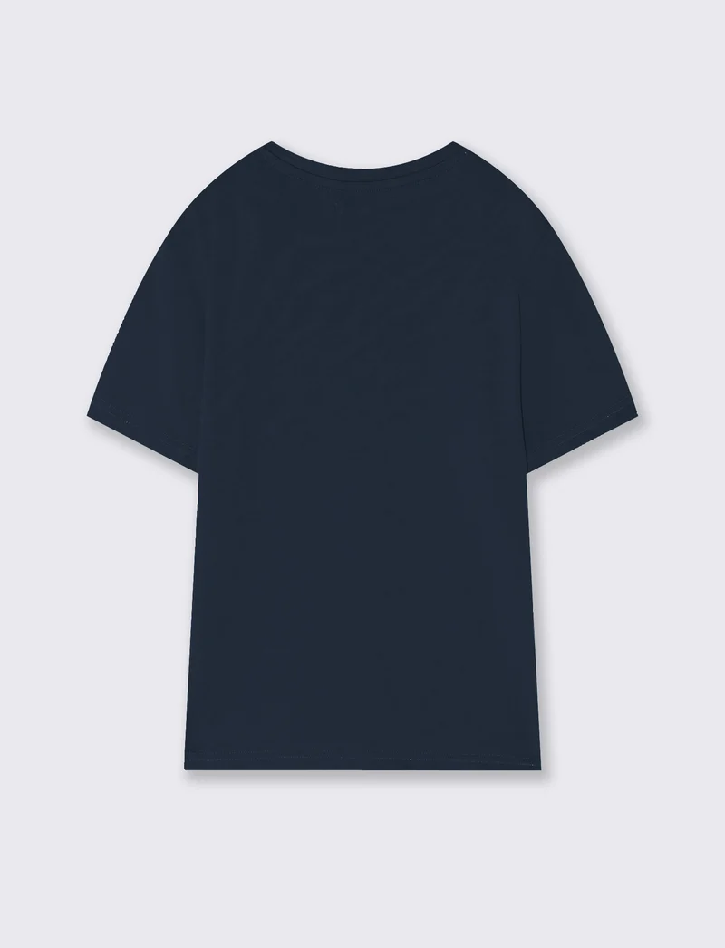 T-shirt girocollo con taschino versatile - Blu
