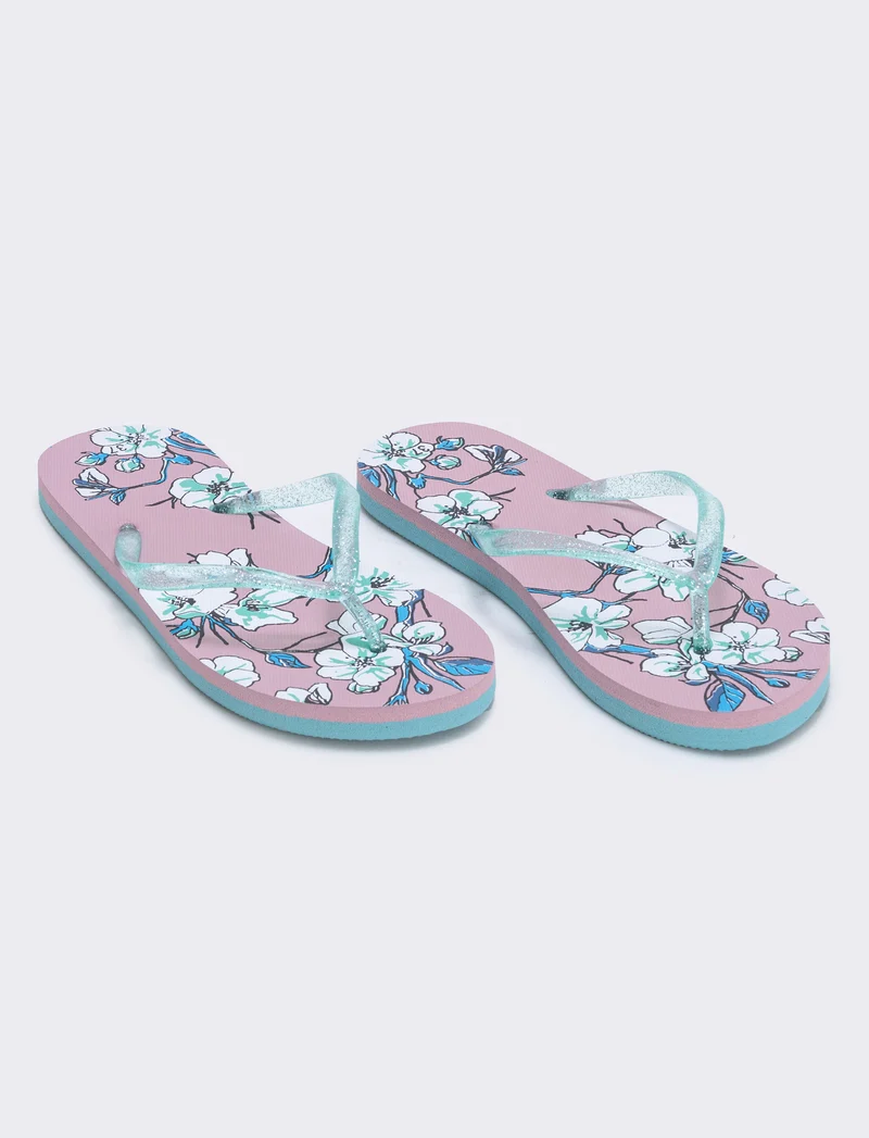 Infradito floreali da in PVC - Turchese