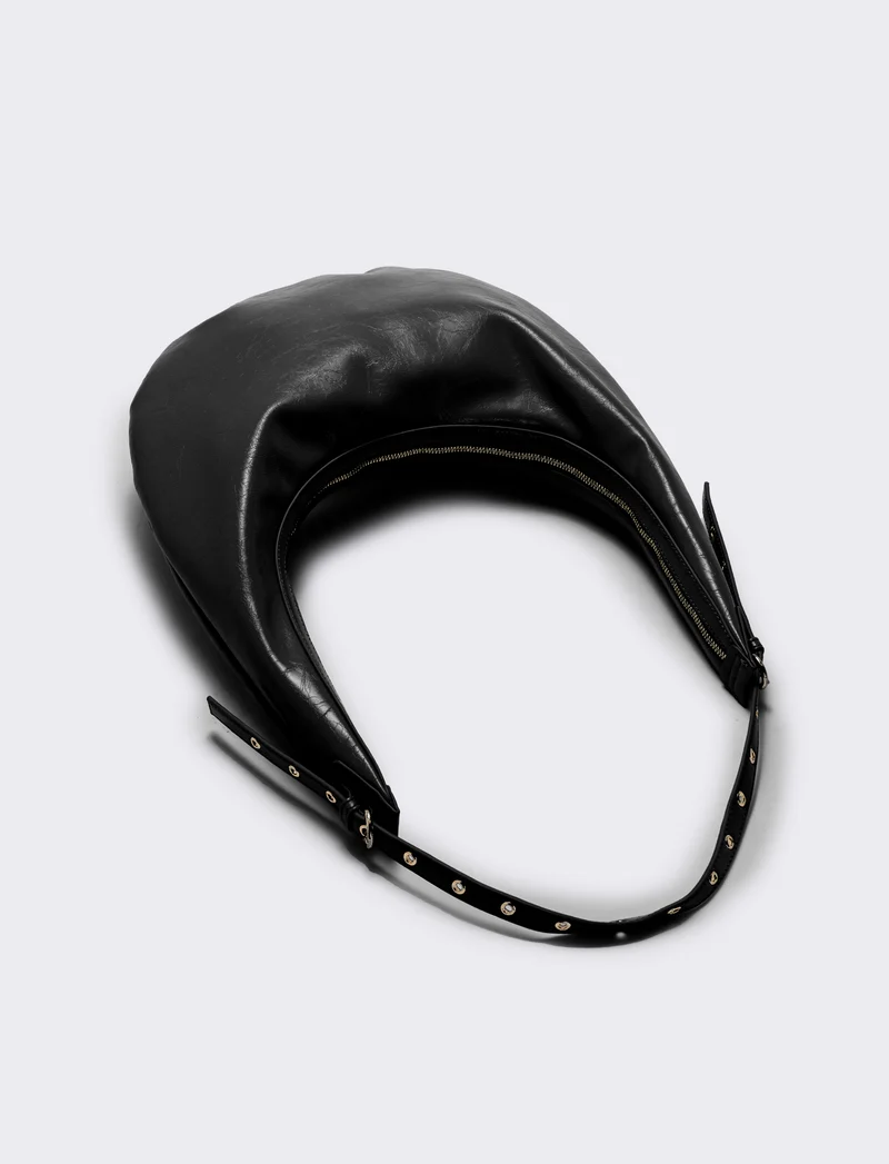 Borsa Hobo Vernice Lucida - Nero