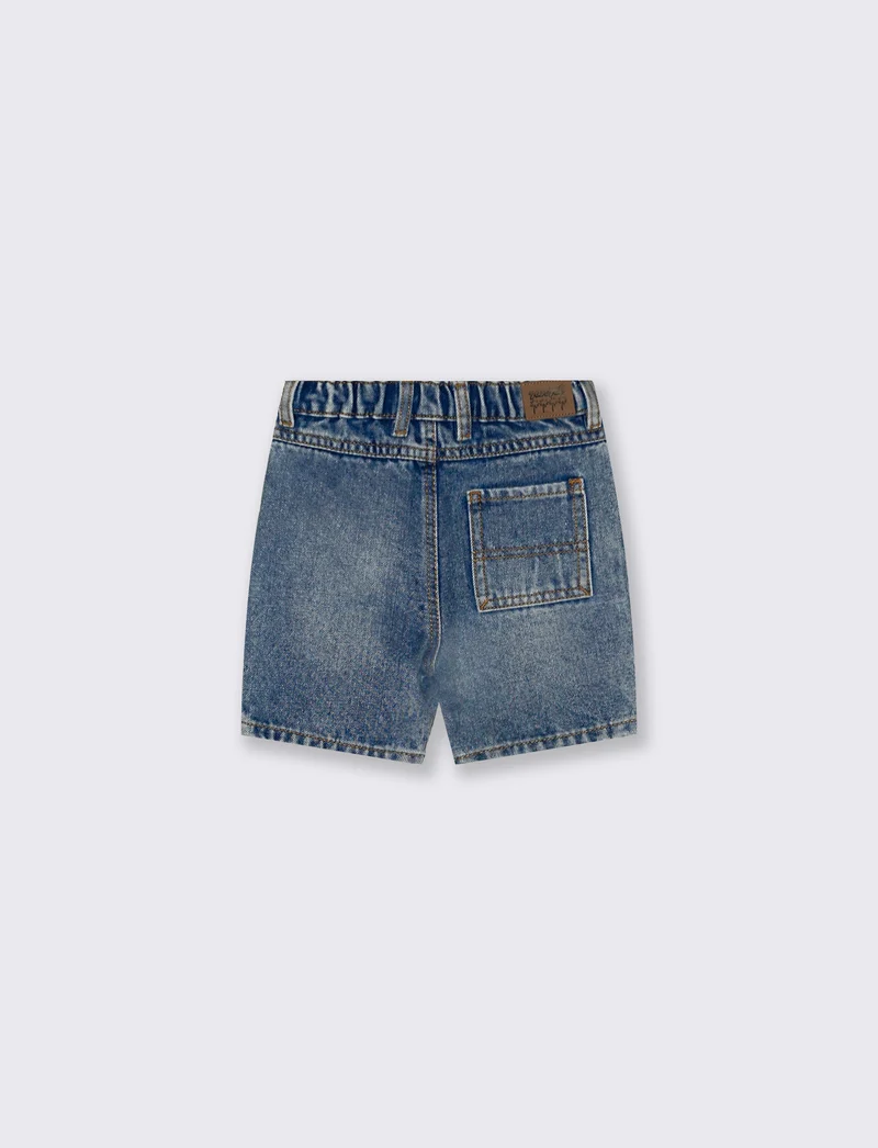 Bermuda in denim con vita regolabile - Denim