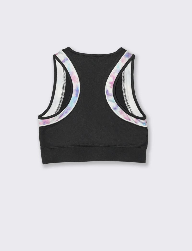 Canotta sporty cropped con dettagli stampati - Nero