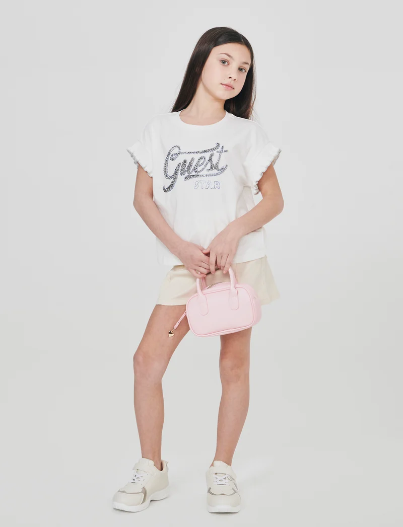 Gonna elastica con tasche e pinces - Beige