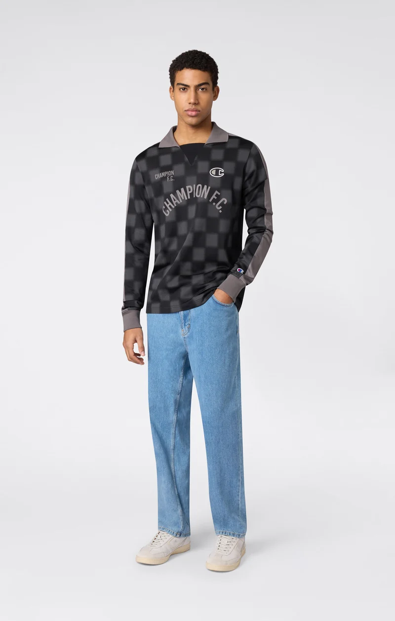 Men’s Football-Inspired Long Sleeve Polo Shirt
