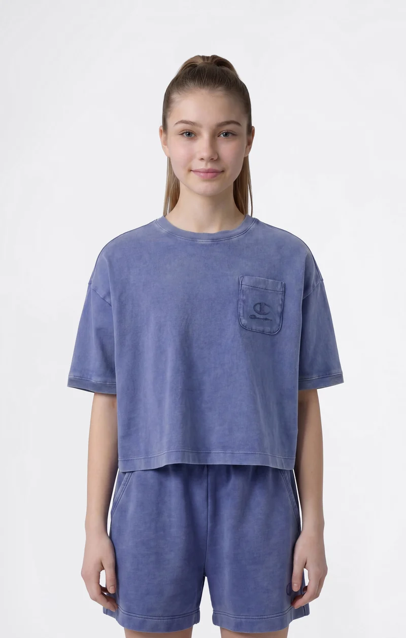 Girls’ Washed Effect Crop T-Shirt Icons