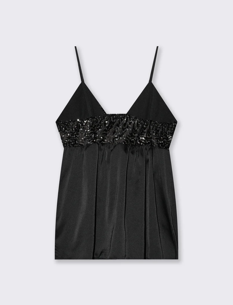 Top in paillettes e georgette - Argento