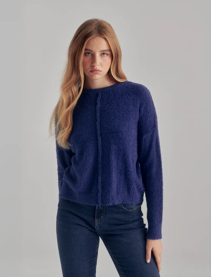 PULLOVER CON CUCITURA IN RILIEVO - Royal