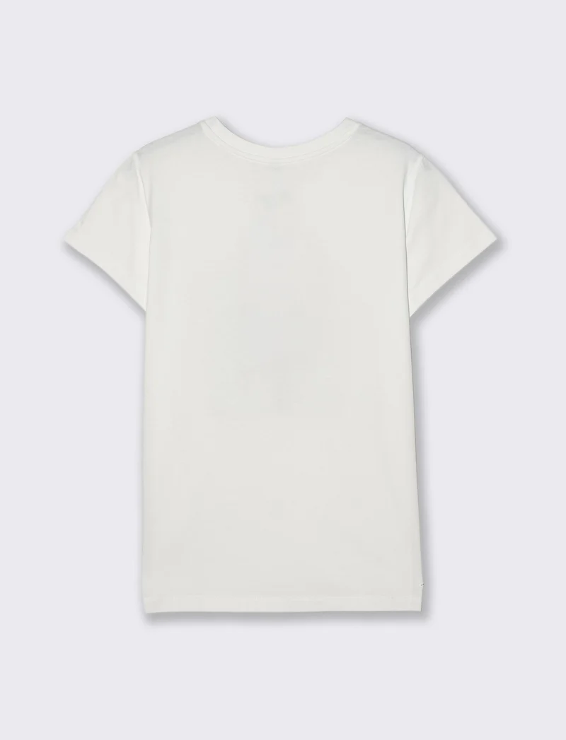 T-Shirt Manica Corta con Stampa - Bianco