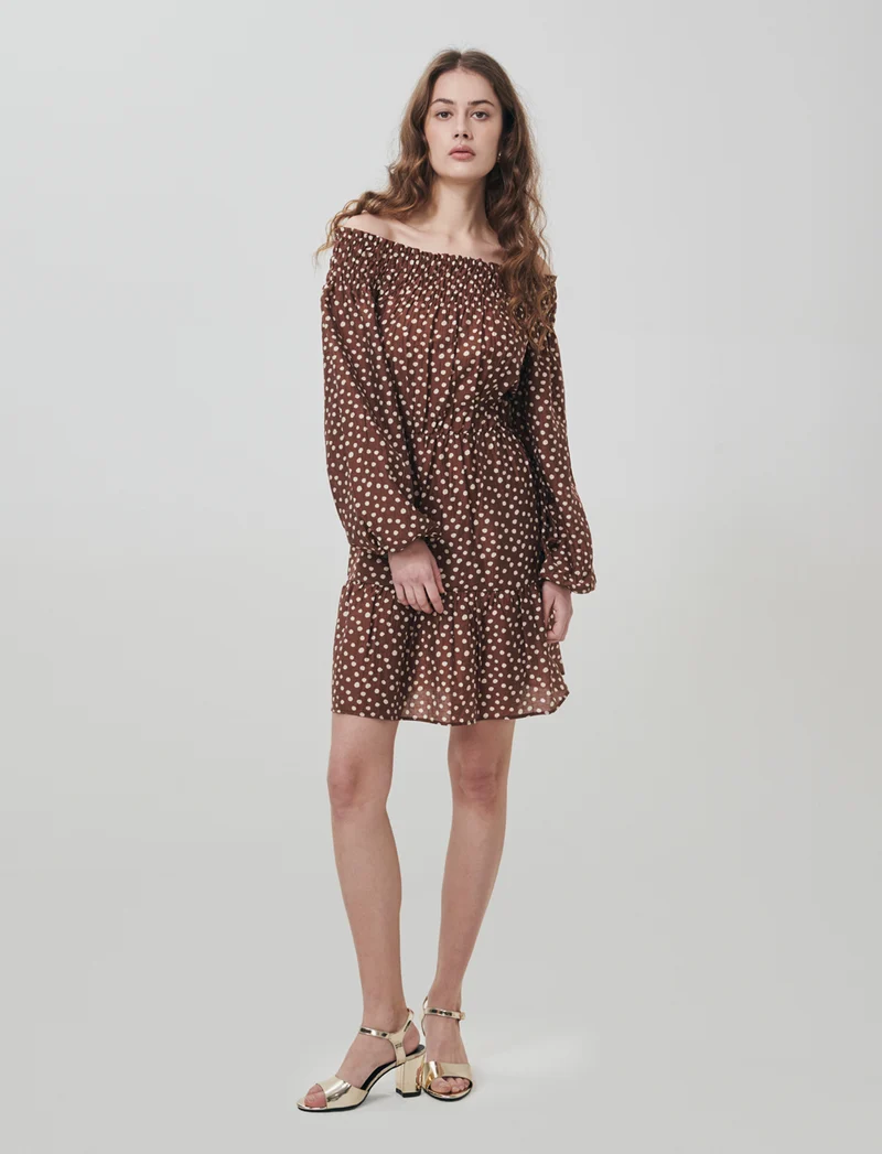 Vestito corto con smock e maniche lunghe - var 1