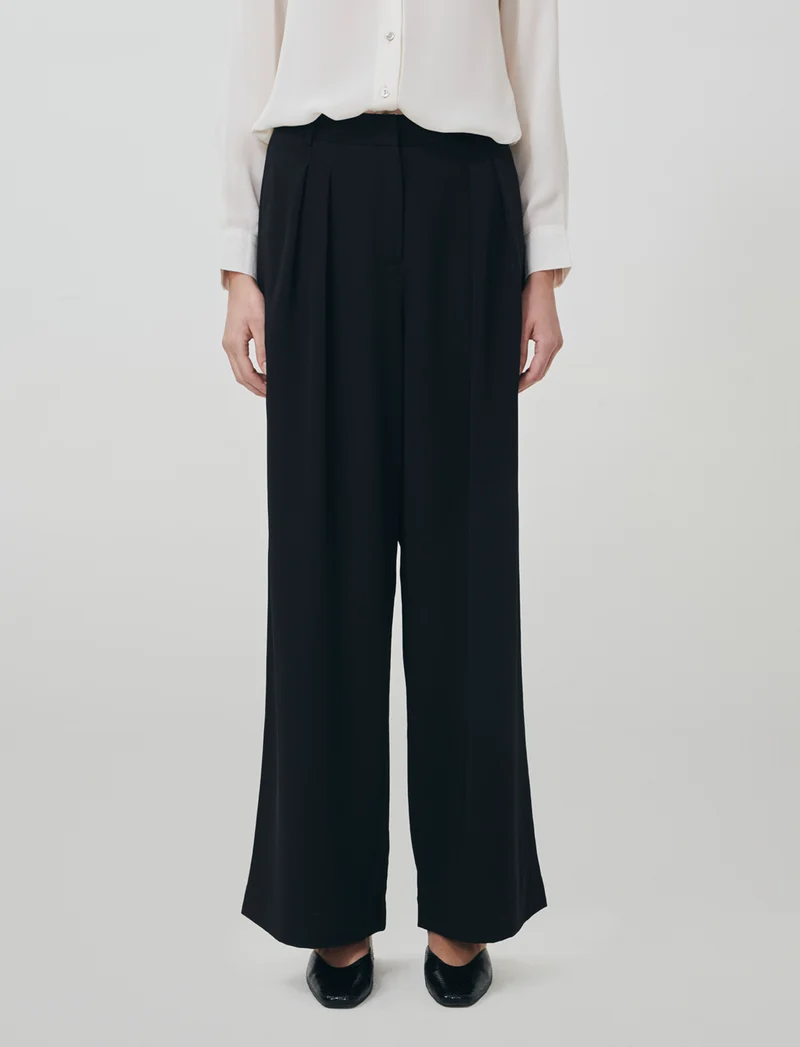 Pantalone Gamba Dritta con Tasche Americane - Nero