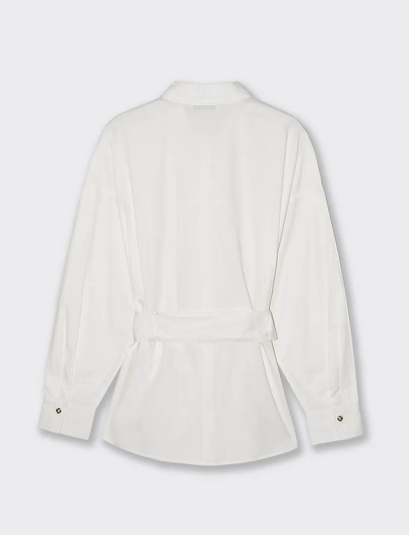 Camicia Manica Lunga con Cintura - Bianco