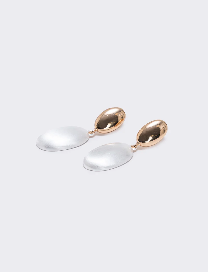Orecchino pendente in perla spazzolata - Oro