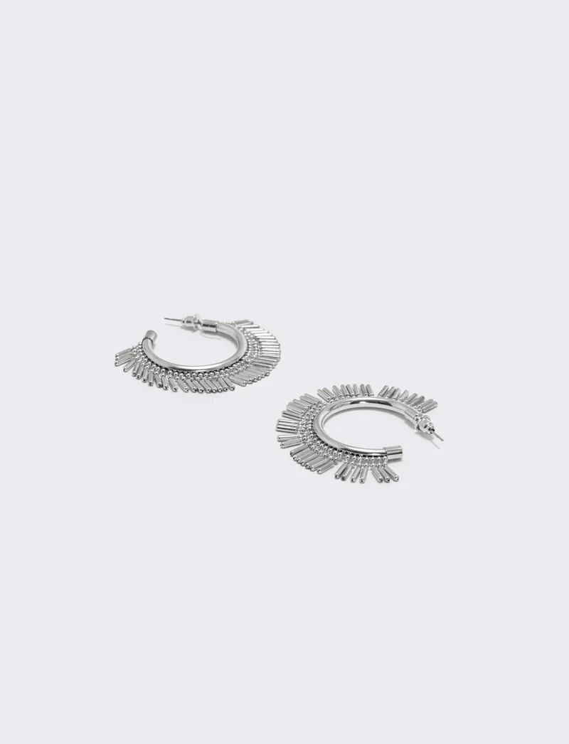Orecchini cerchi con frangia elegante - Argento
