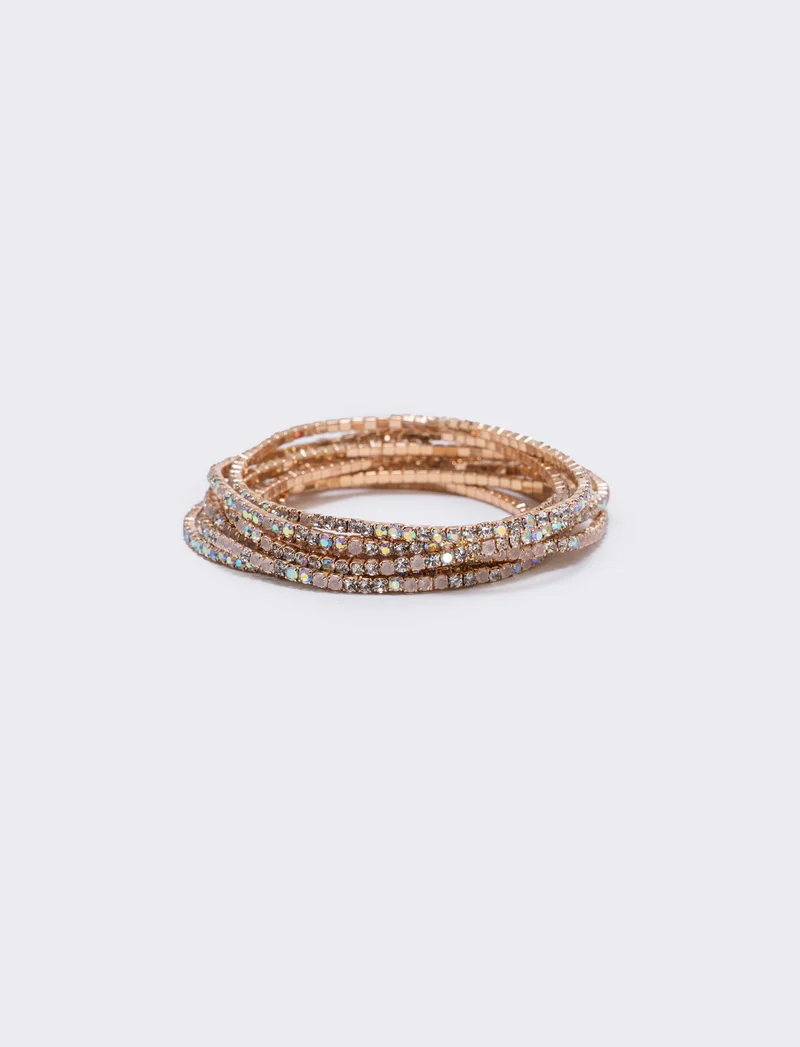 Bracciale multi fili con strass elegante - Trasparente