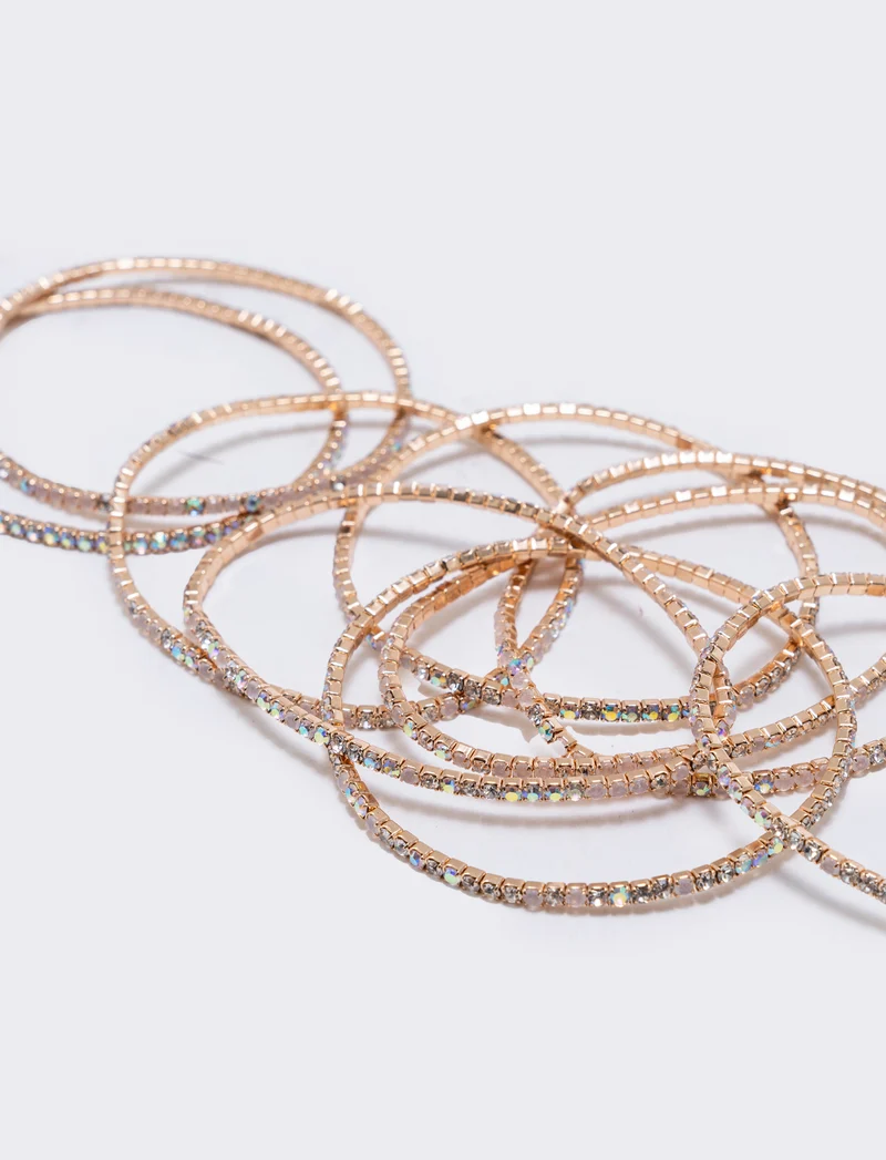 Bracciale multi fili con strass elegante - Trasparente