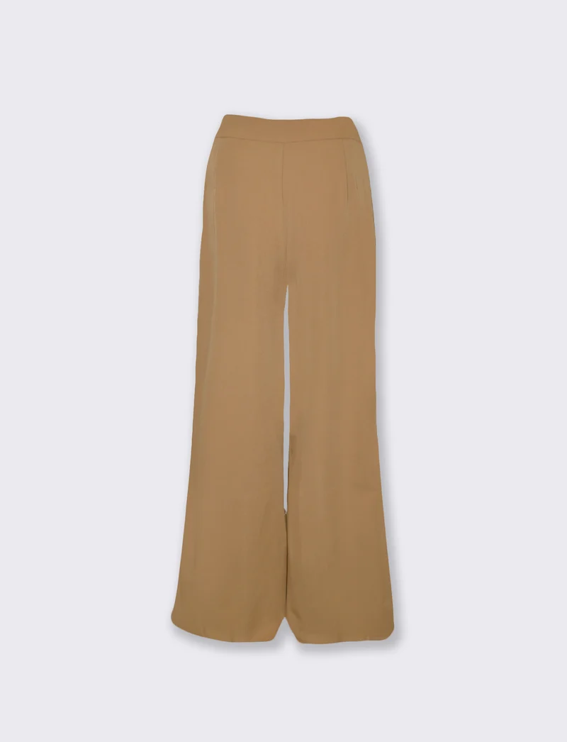 Pantaloni Palazzo con Bottoni in Vita - Sabbia
