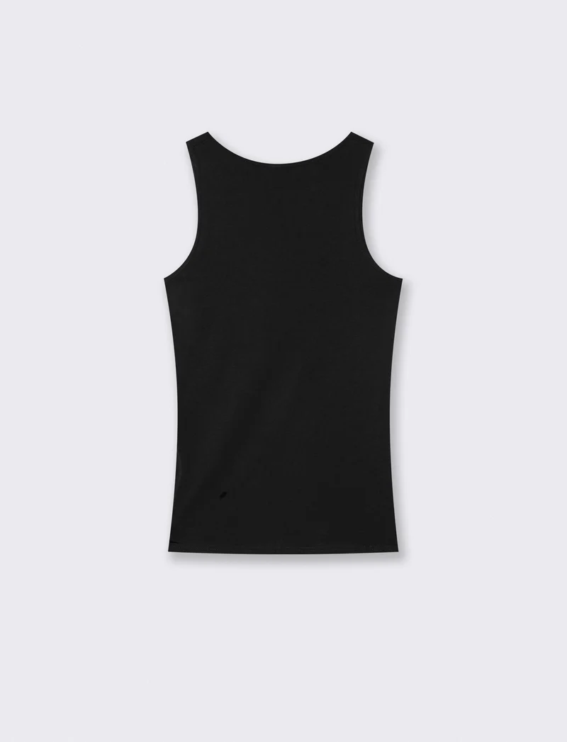 Canotta slim fit in cotone elasticizzato - Nero