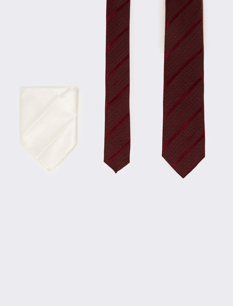 Cravatta uomo 6,3cm + pochette - Bordeaux