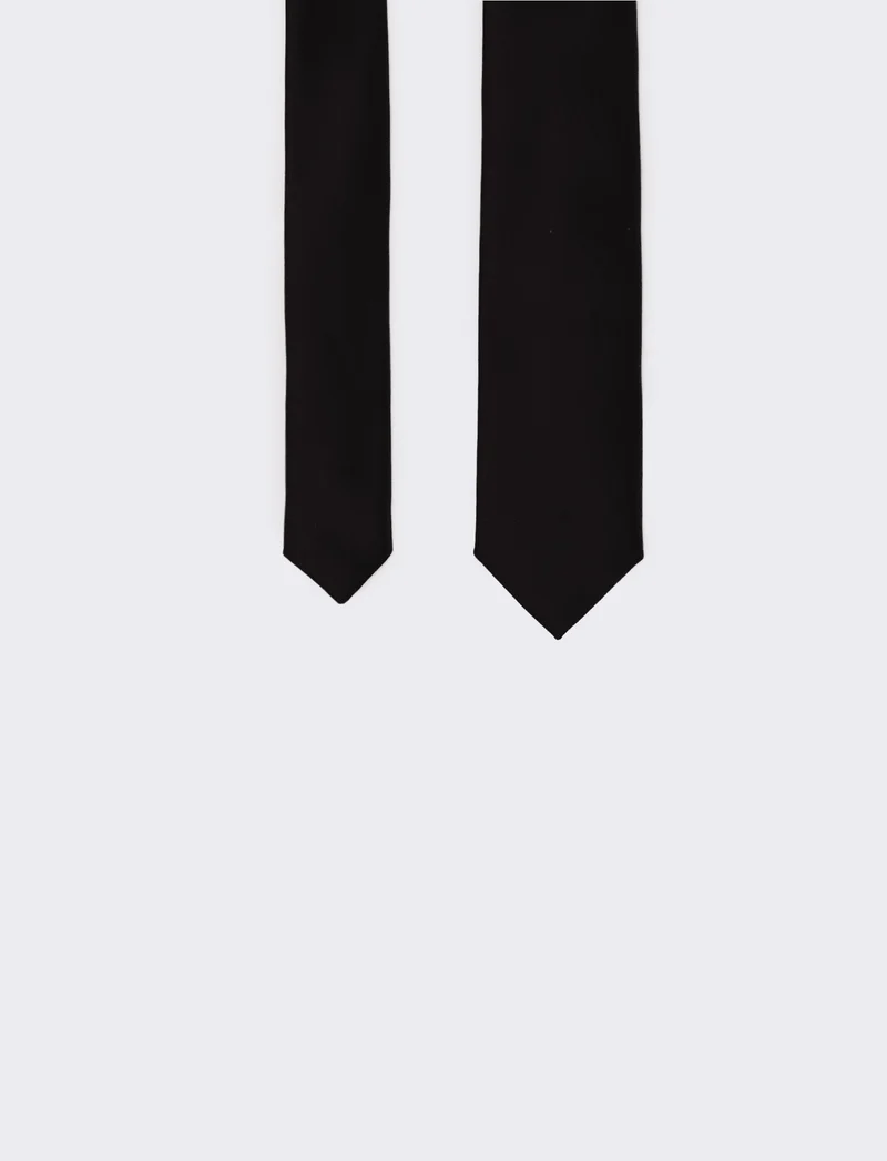 Cravatta uomo raso liscio 5cm - Nero