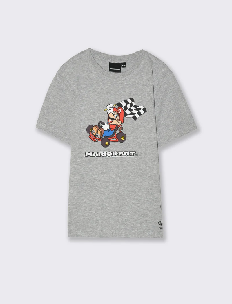 T-shirt con stampa Super Mario da bambino - Grigio mel.